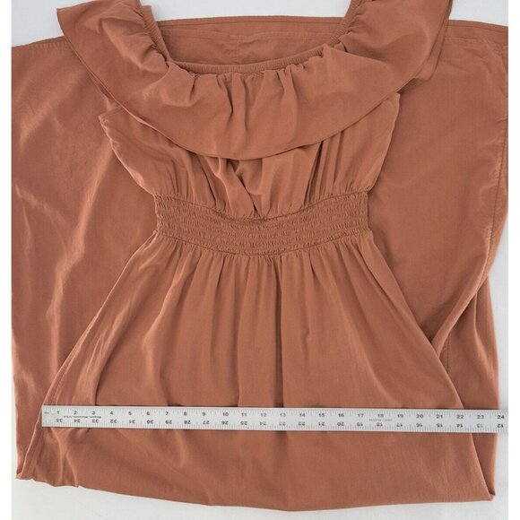 Old Navy Waist Defined Off the‎ Shoulder Smocked Maxi Dress Sz M Tall Festival - Picture 10 of 12